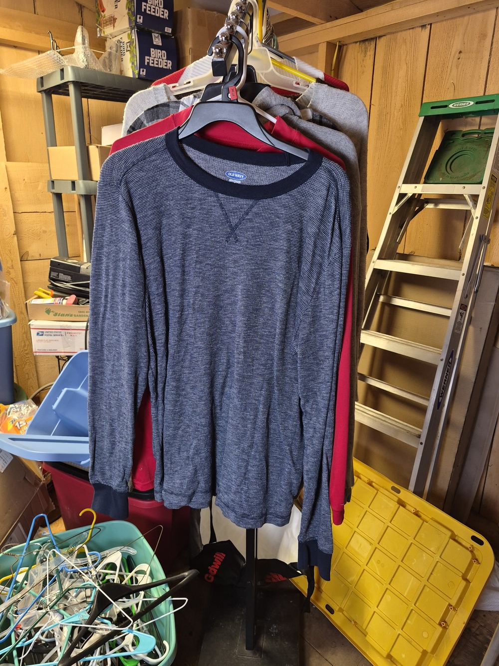 Old Navy Men's Long Sleeve Heather Navy Thermal Shirt Bin 65